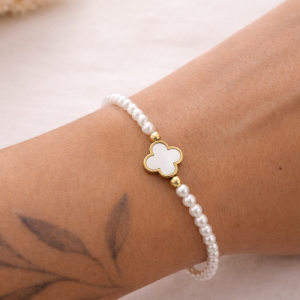 Perlenarmband Blume Gold