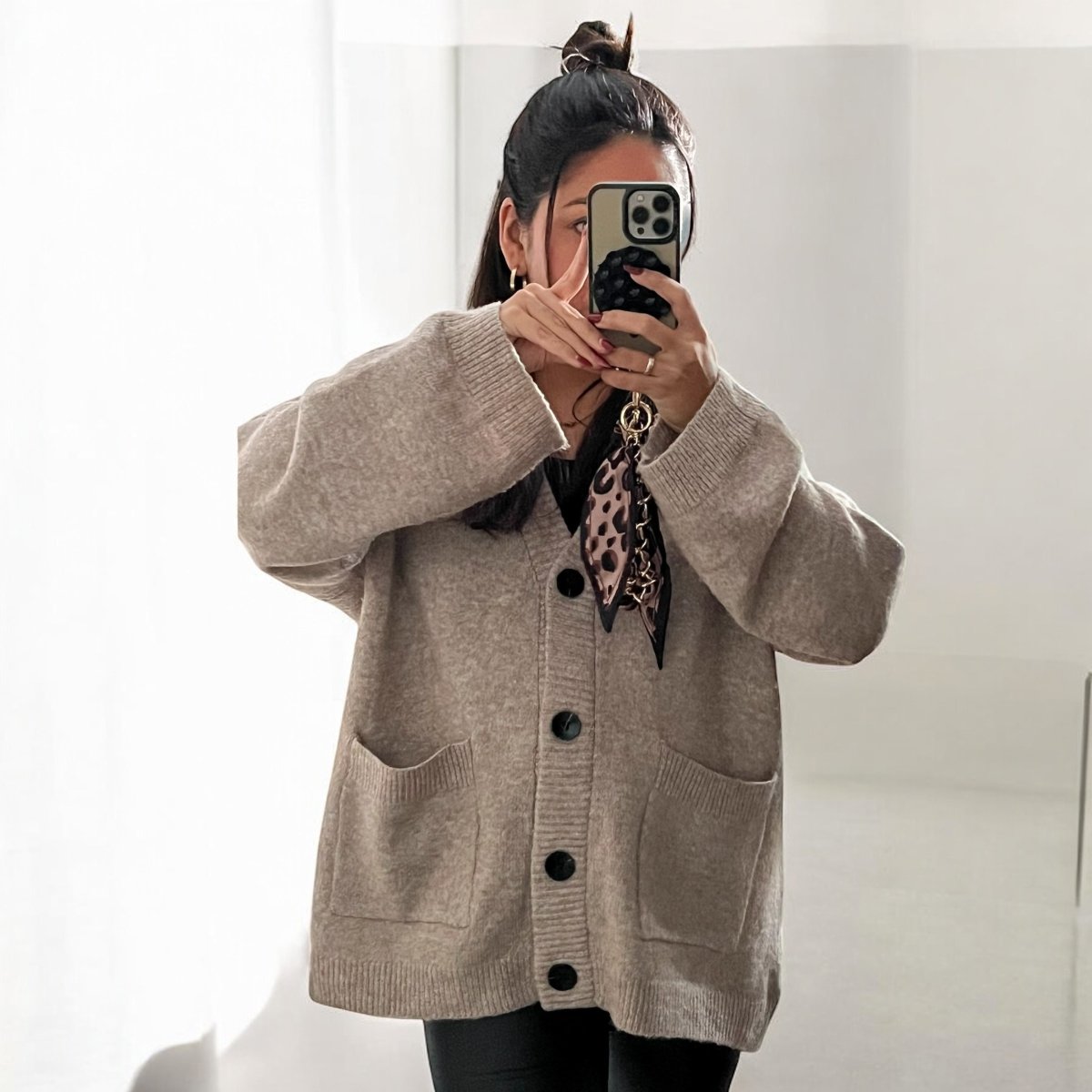 Long Cardigan Beige – Bild 2