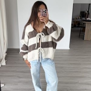 Schleifchen Cardigan | Braun-Beige