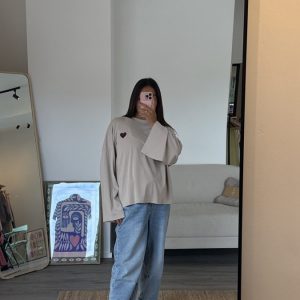 Sweatshirt Creme/Mocca Herz