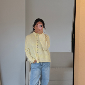 Cardigan Claire gestreift Gelb/Weiß