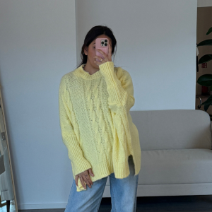 Zopf Pullover Oversized Gelb