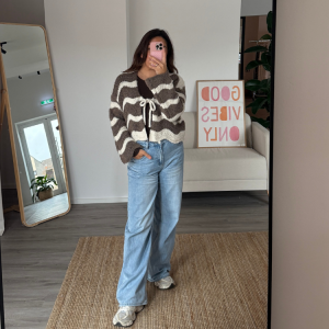 Wave Knit Cardigan Braun/Beige