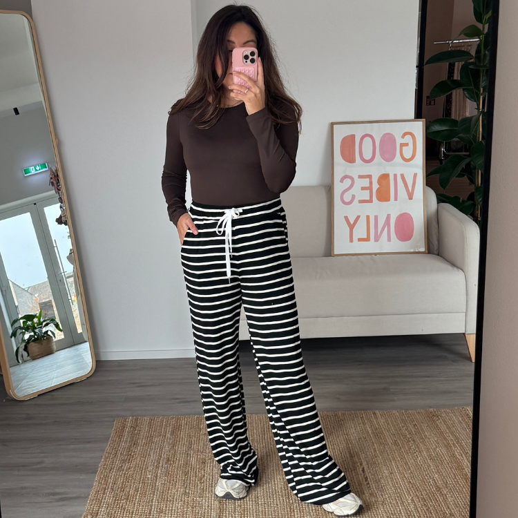 Lounge Streifenhose Lena Schwarz/Weiß