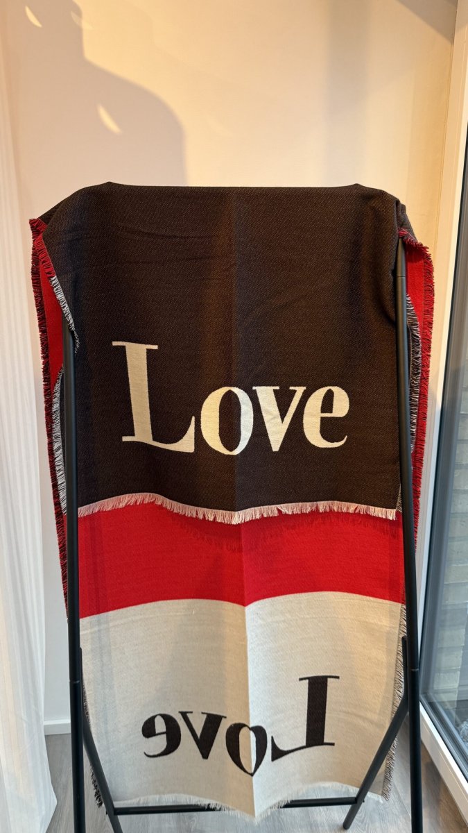 XXL Schal „Love“ – Statement-Schal in Braun/Rot | 200 x 70 cm – Bild 3