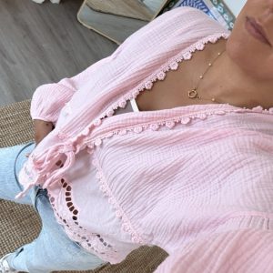 Bluse Romatik Rosa Langarm